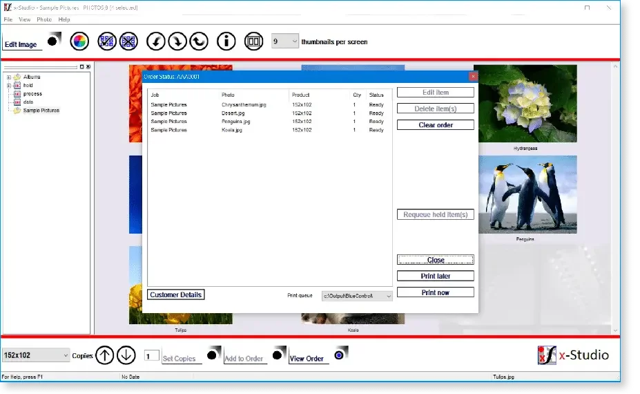 Collect and organize images into job folders and create workflow orders for BlueControl. Import .b00 files